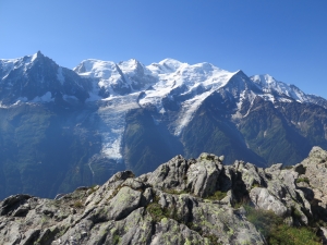Widok na Aiguille du Midi i Mont Blanc